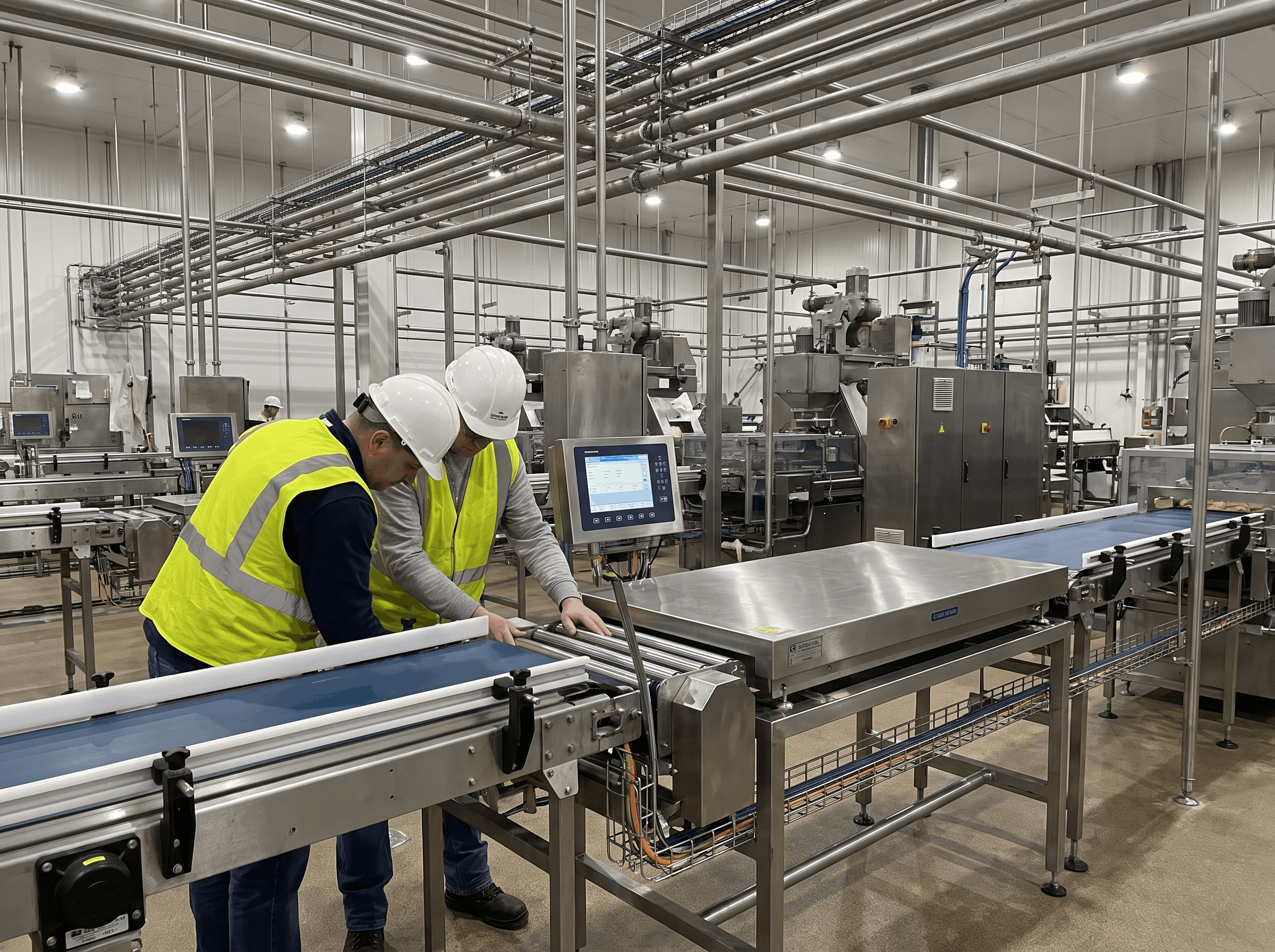 Montage einer Produktionslinie für die Lebensmittelindustrie – Waagenbau FP STAHLBAU